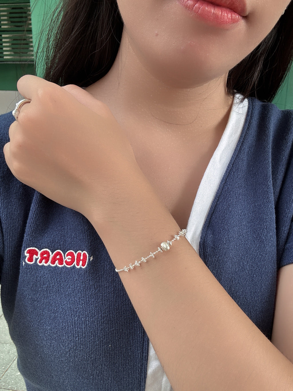 拉絲銀珠手鏈（可自行調手圍）