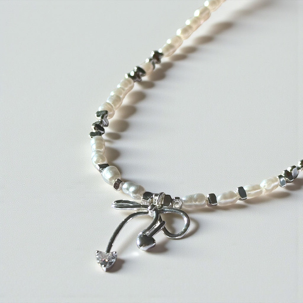 月光蝴蝶結珍珠項鍊