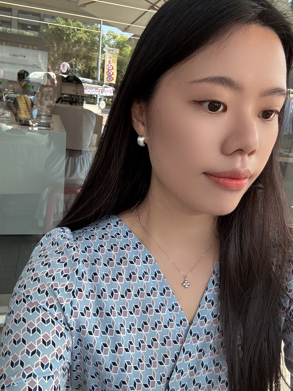 極簡風霧銀耳環