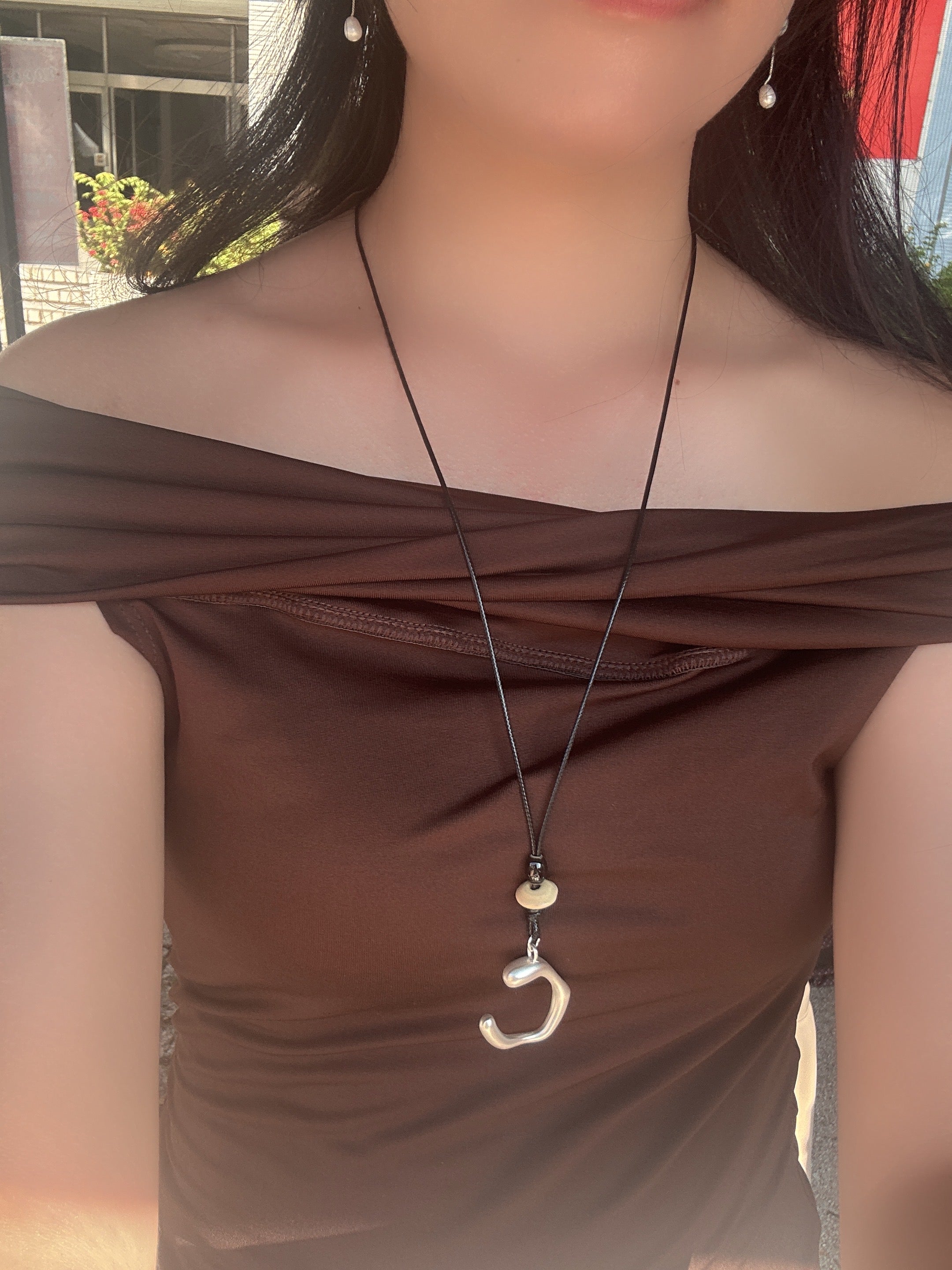 C墜皮革長鏈（可調整長度）