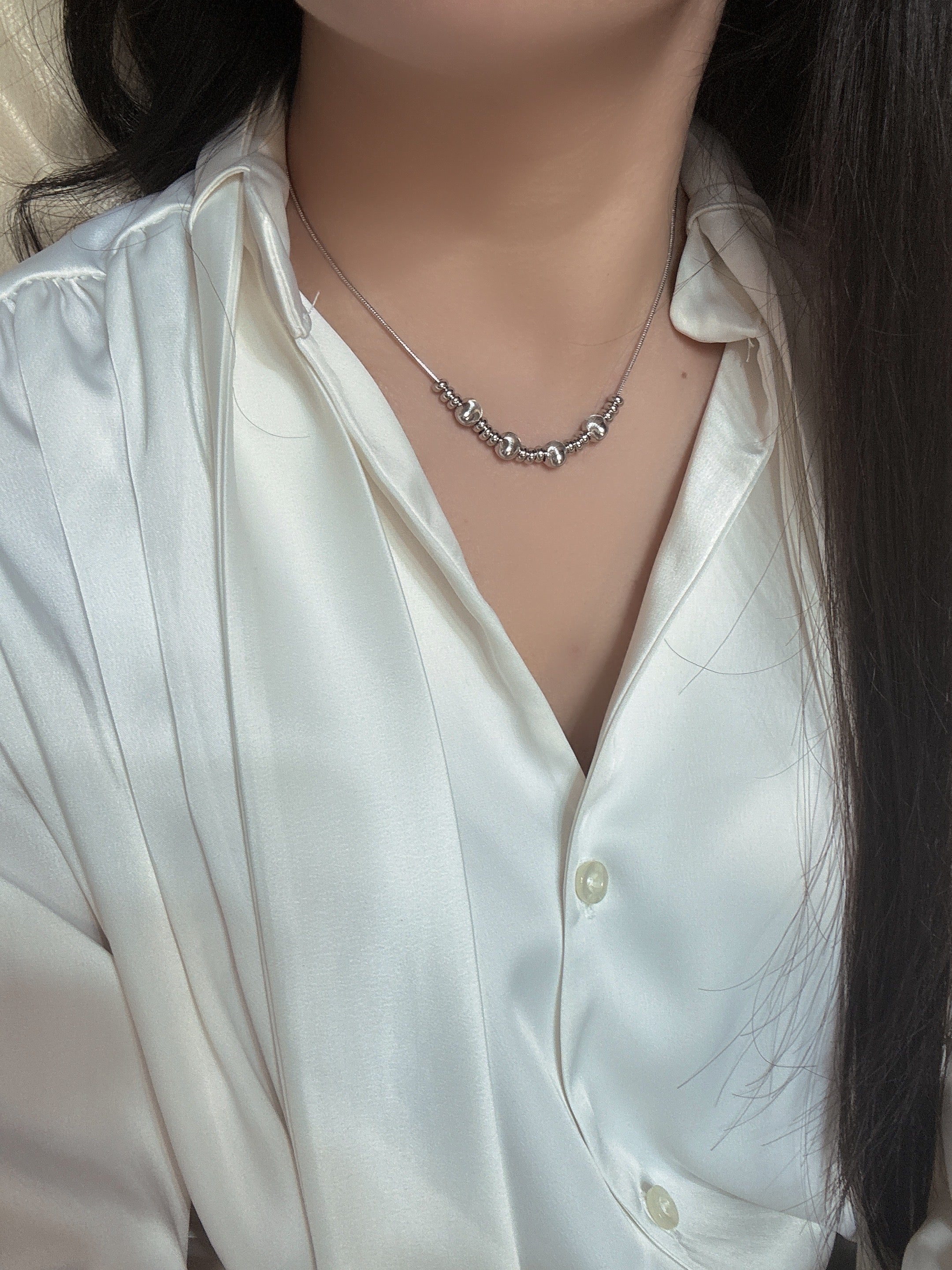 拉絲金屬球項鍊