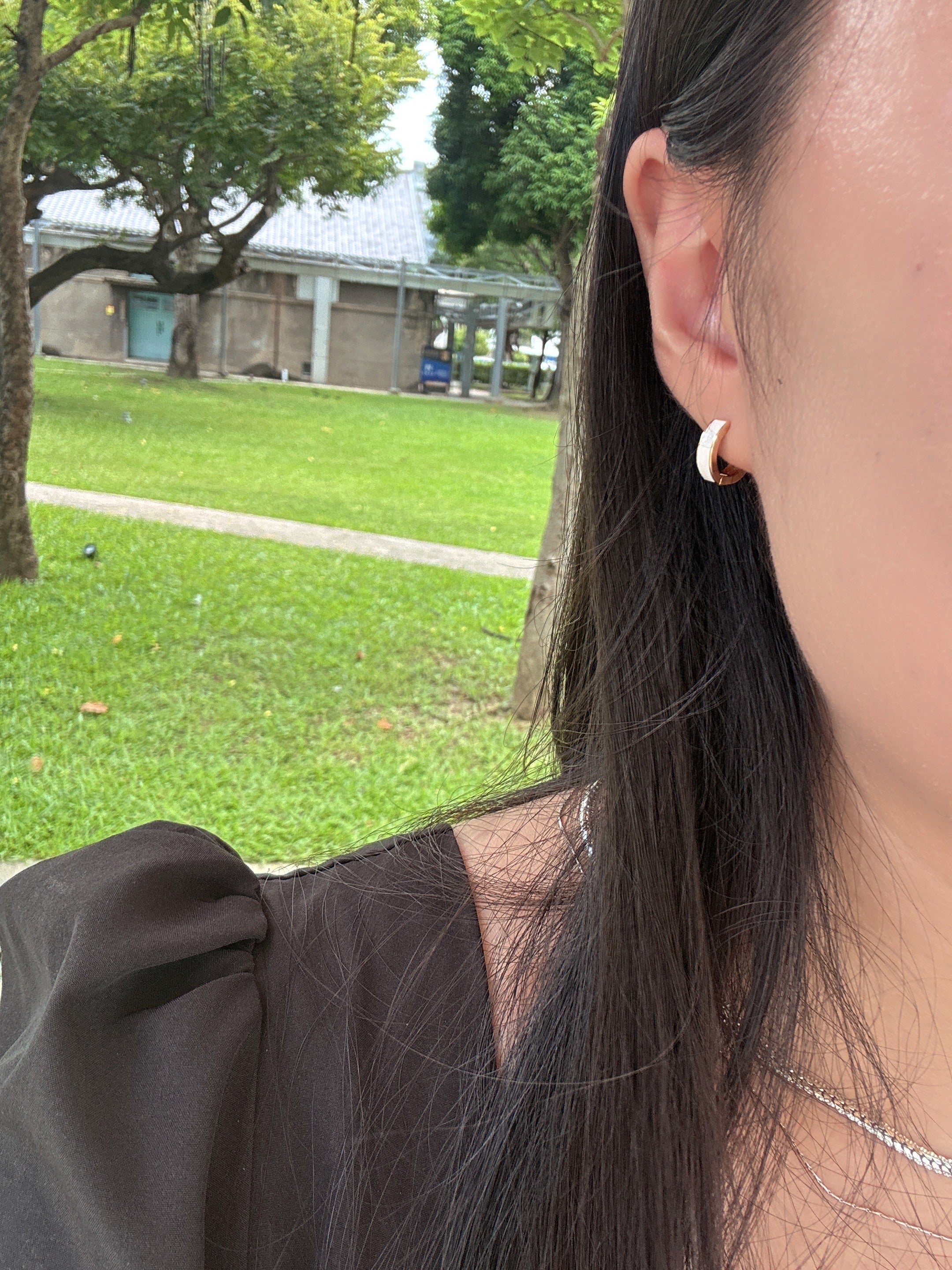 法式復古白色滴釉耳扣