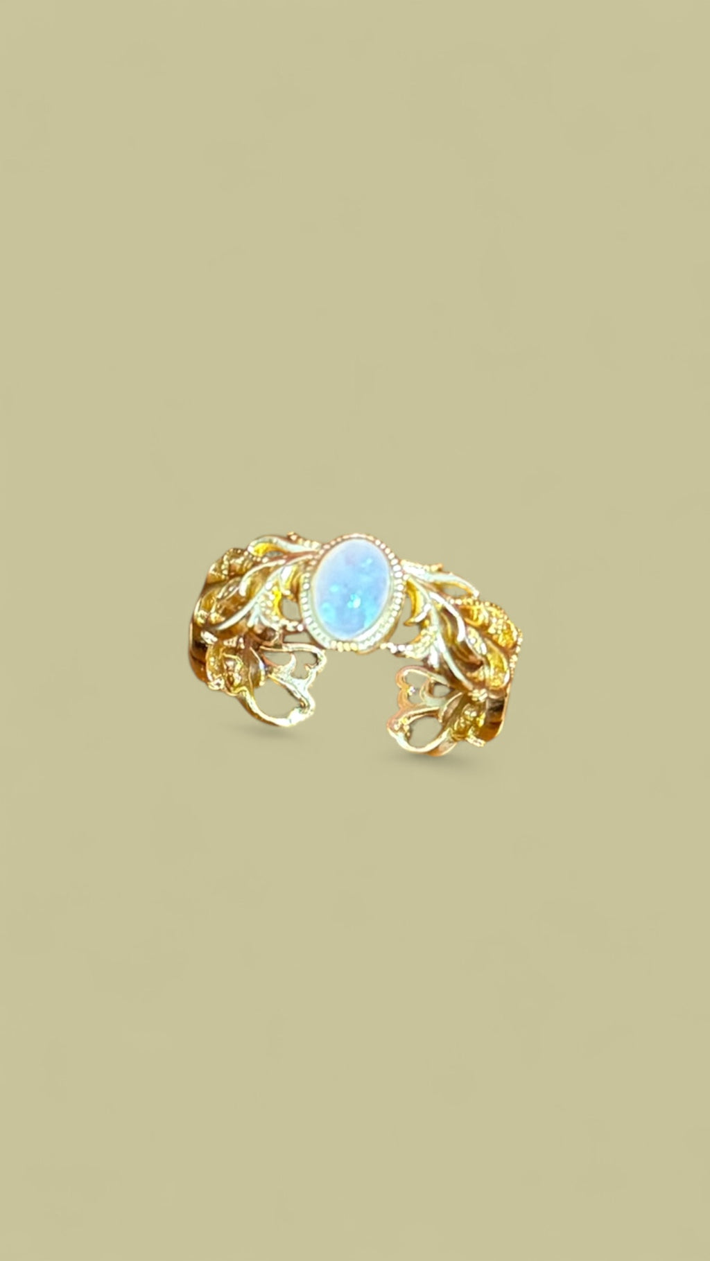 歐泊石花藤戒指（可調式戒圍）