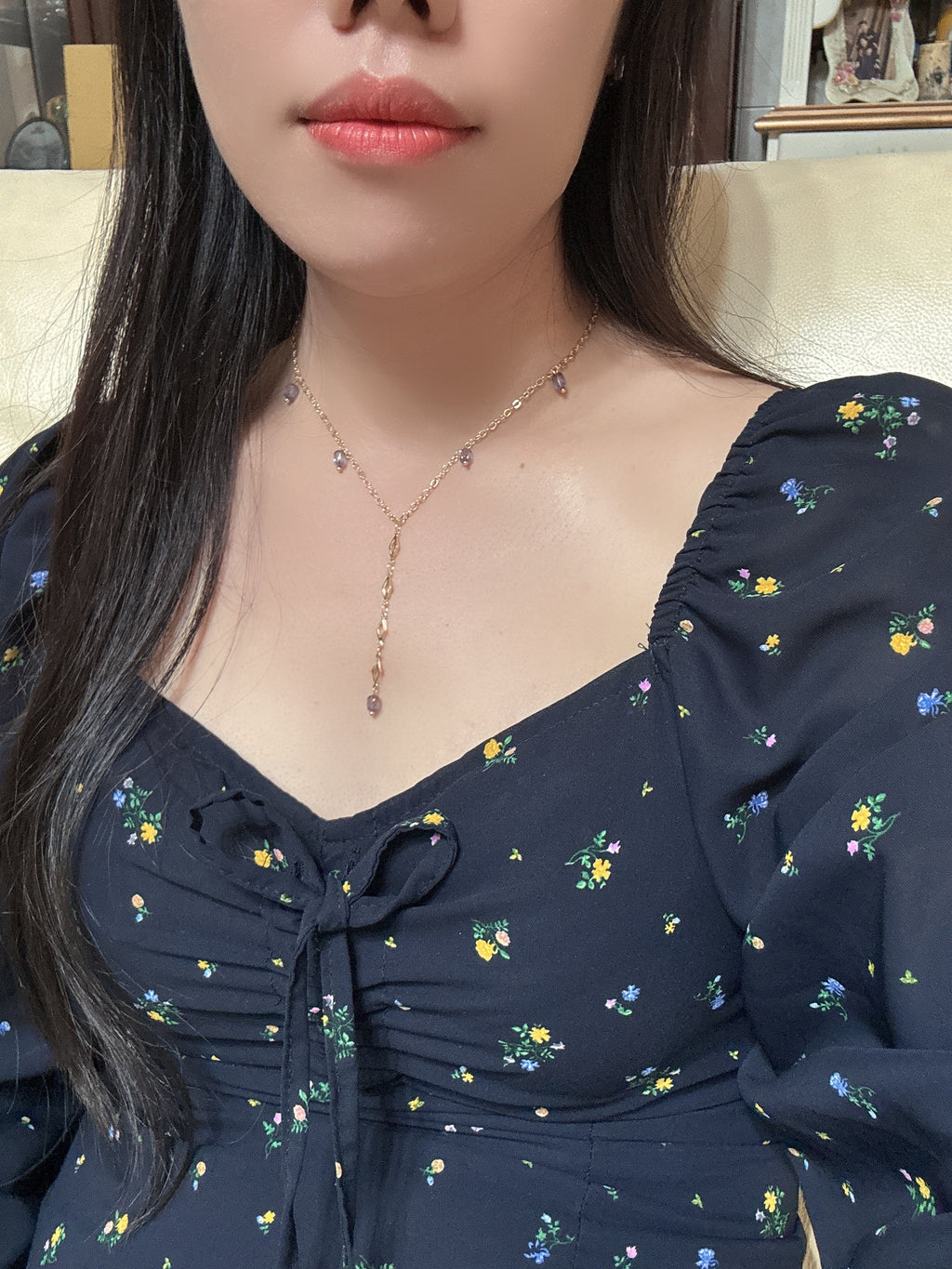 金色茉莉紫項鍊