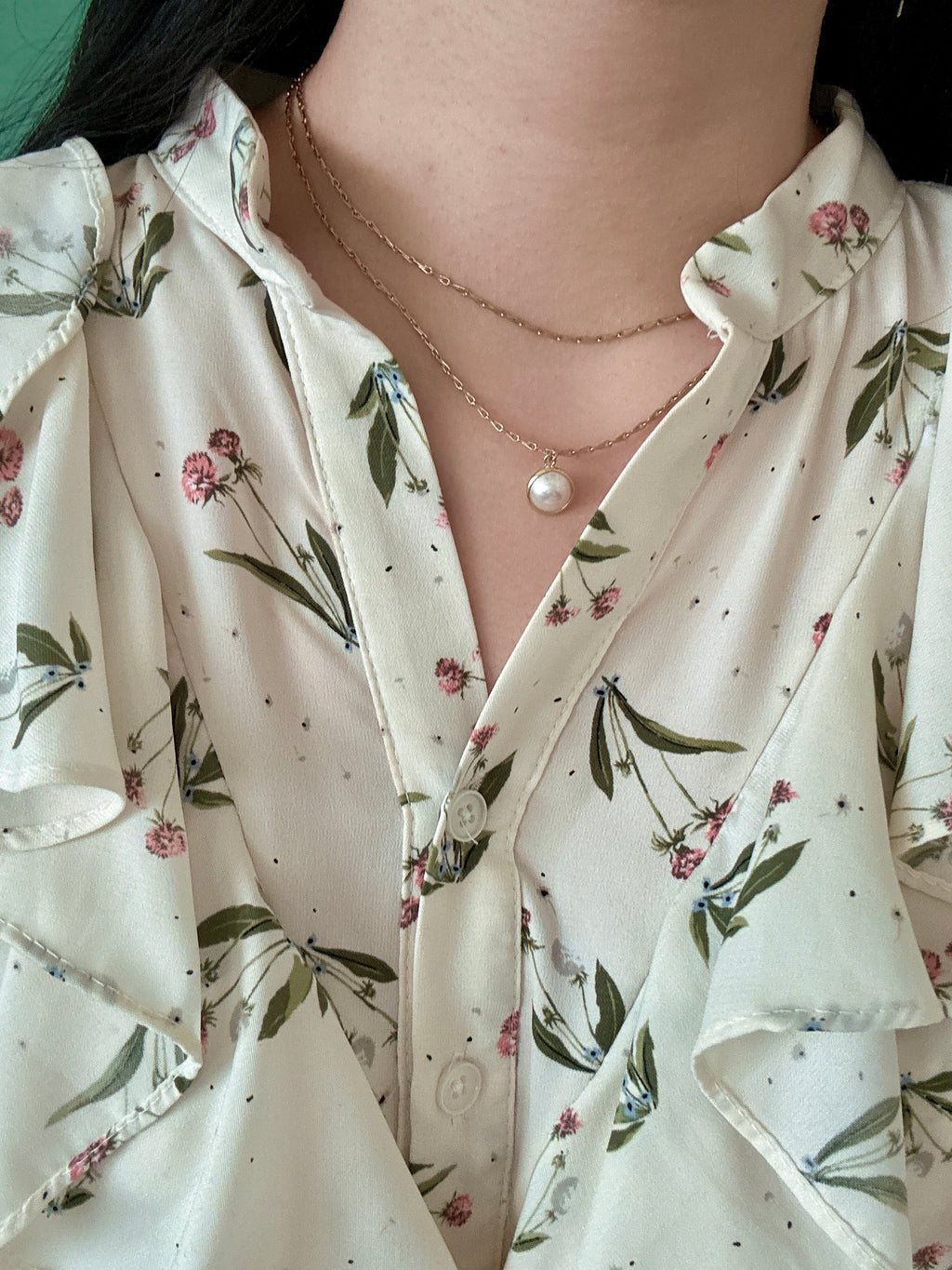 雙層經典單珍珠項鏈