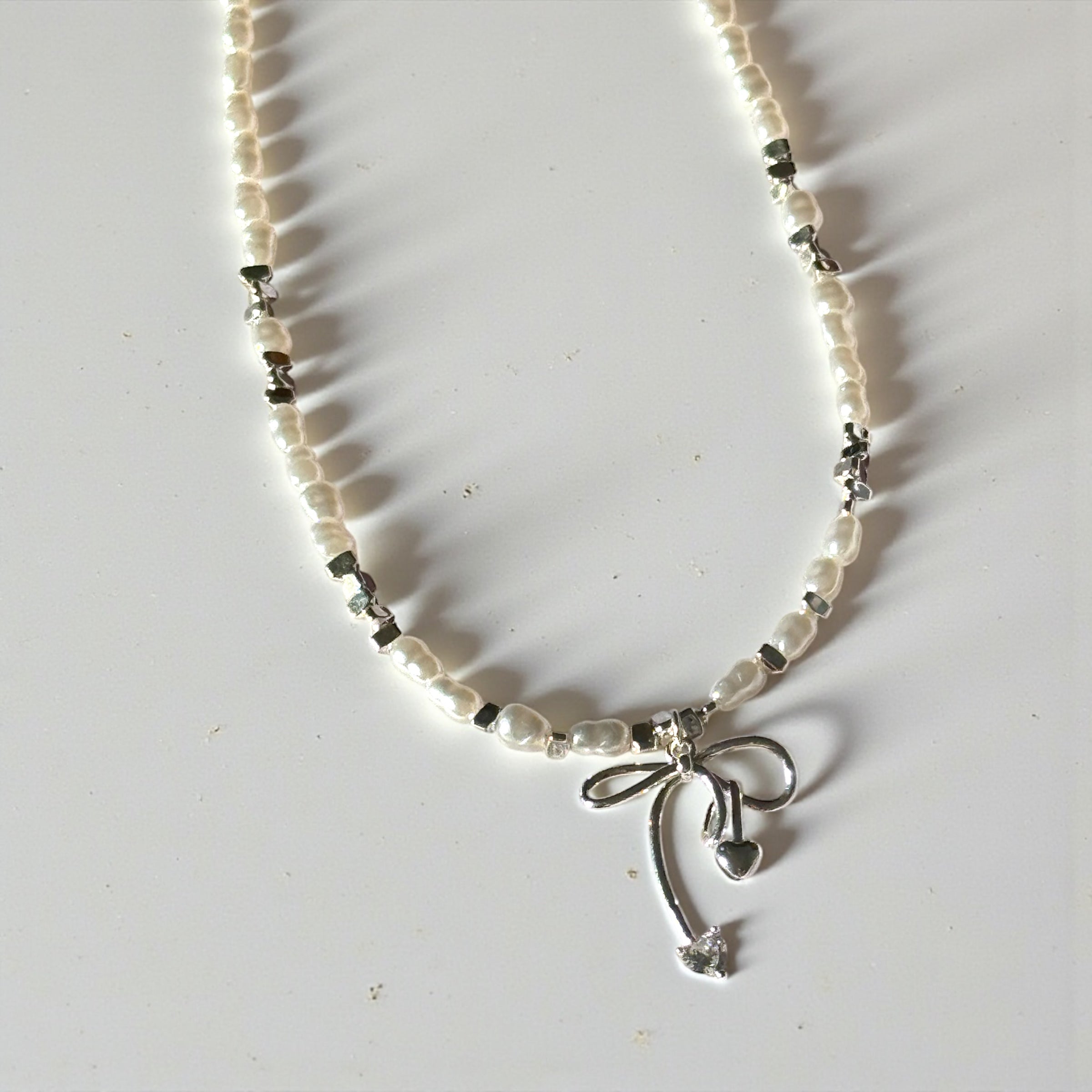 月光蝴蝶結珍珠項鍊