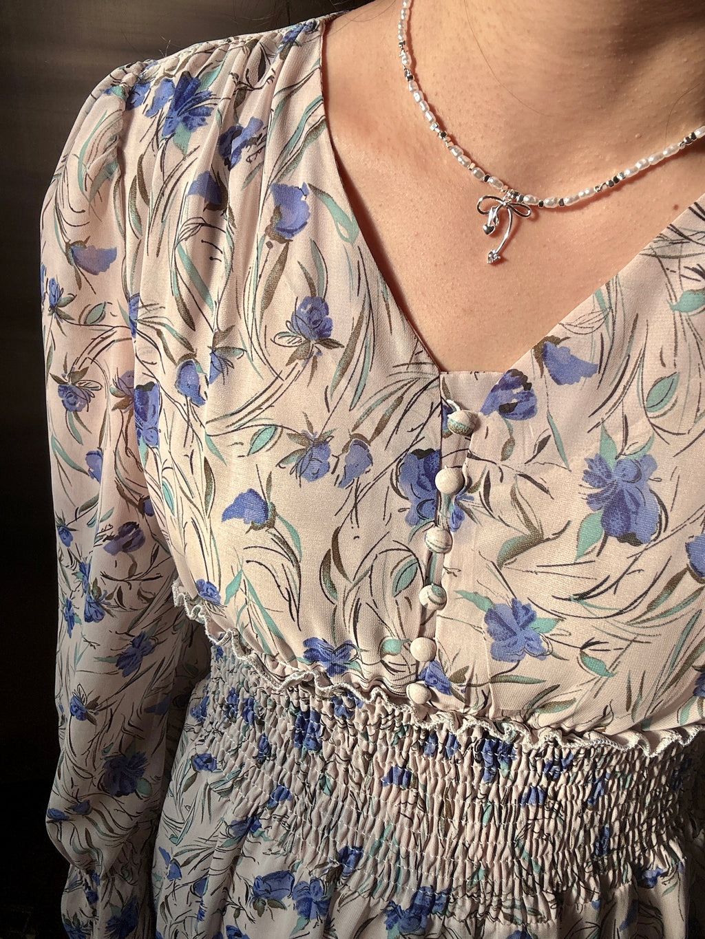 月光蝴蝶結珍珠項鍊