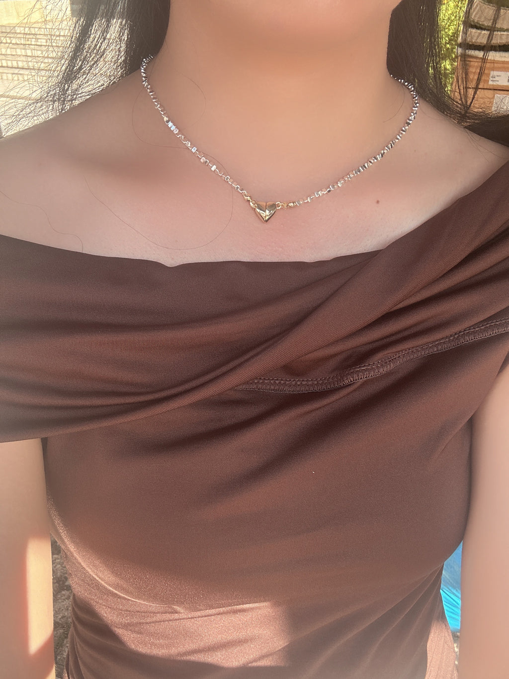 磁吸愛心小碎銀項鏈