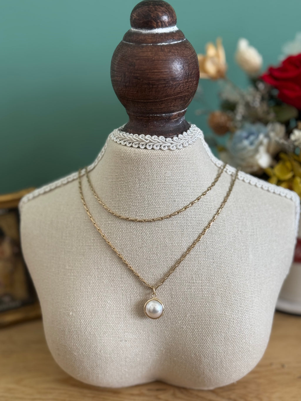 雙層經典單珍珠項鏈