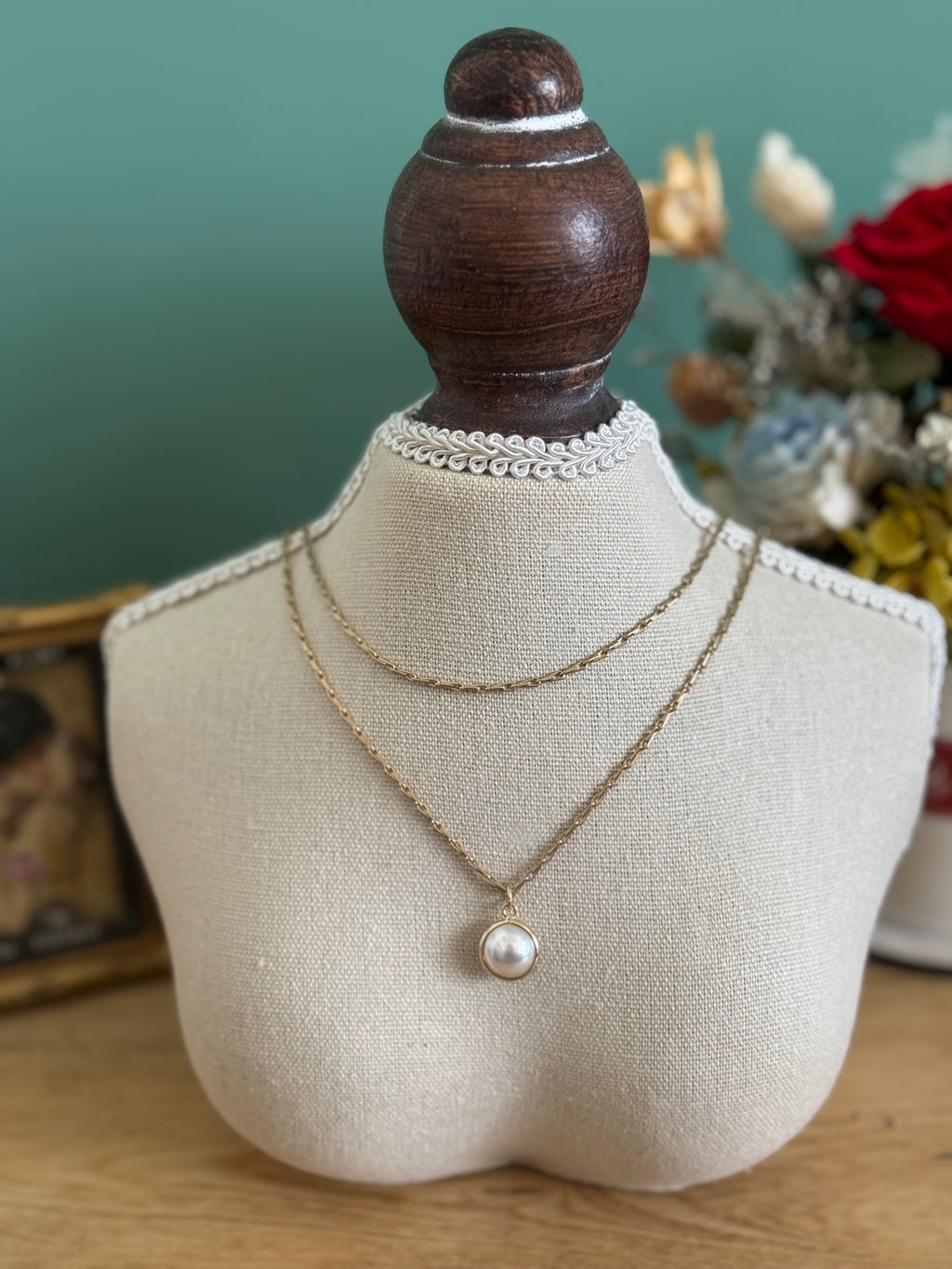 雙層經典單珍珠項鏈