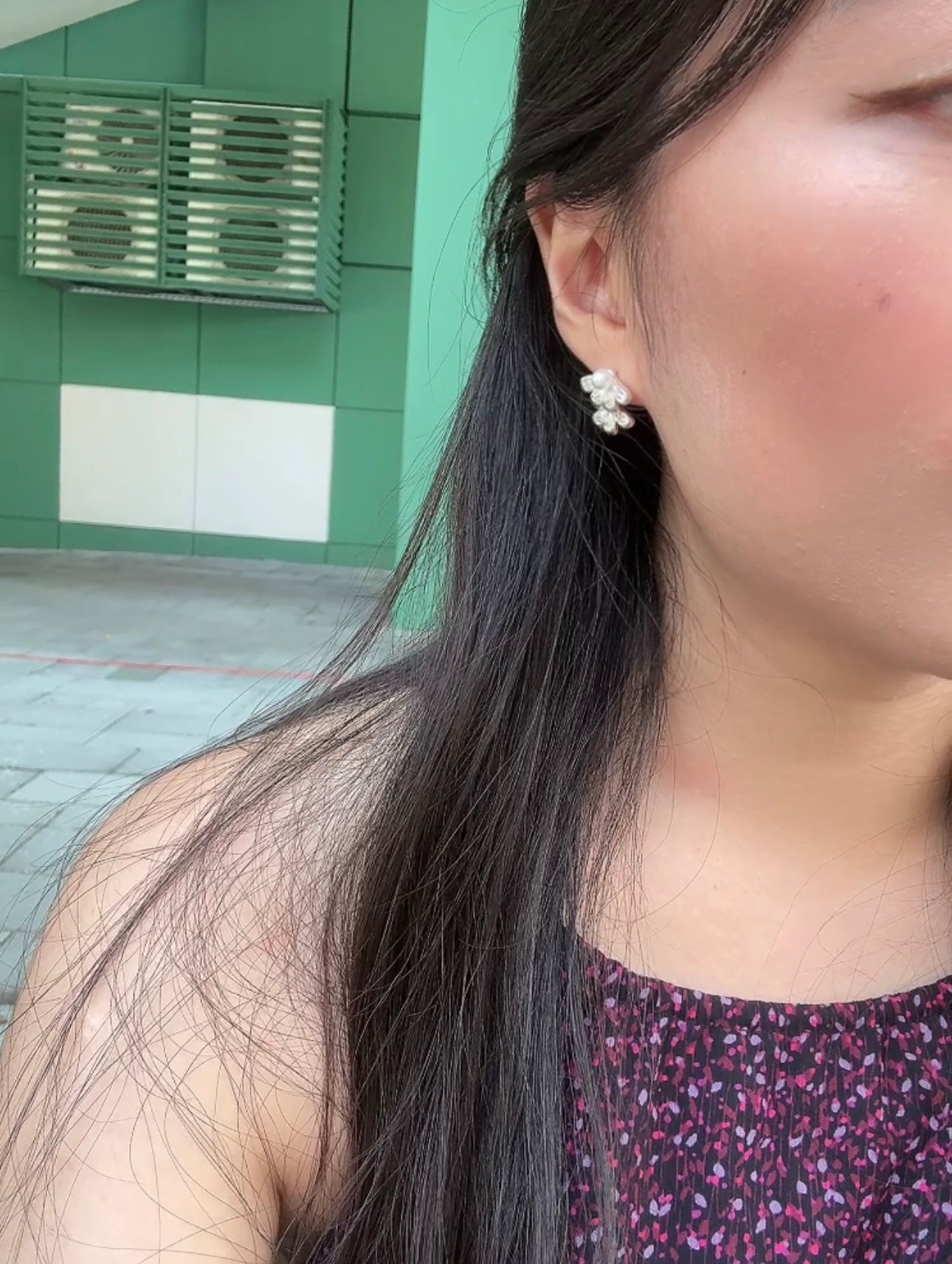 銀羽扇小珍珠耳環