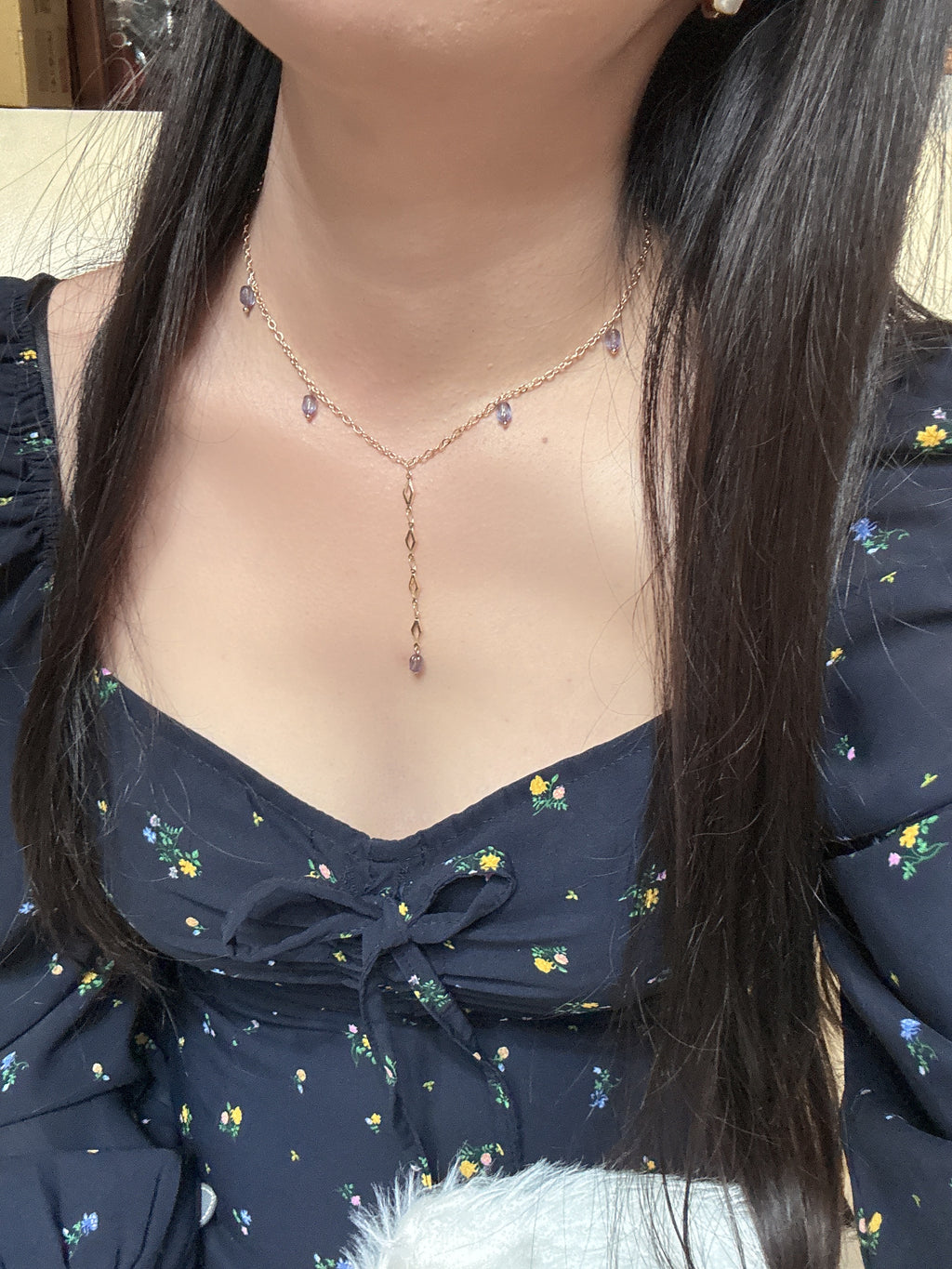 金色茉莉紫項鍊