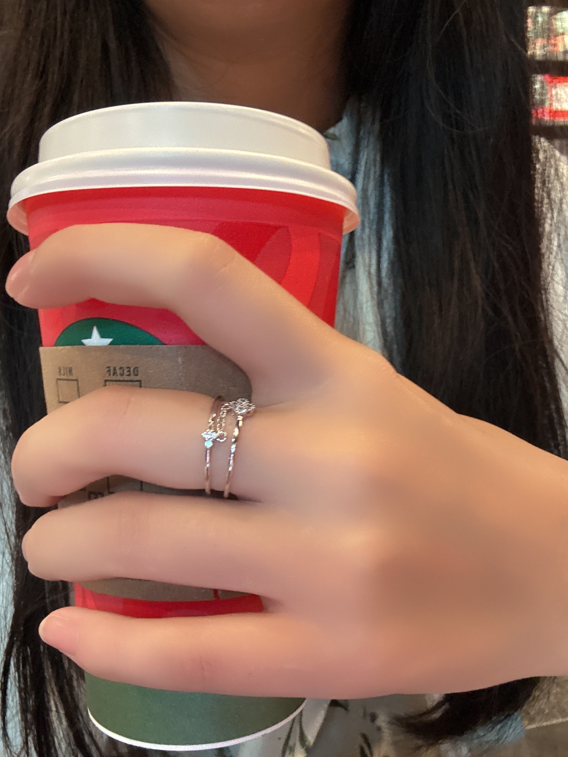 雙花小鏈條戒指（開口戒）