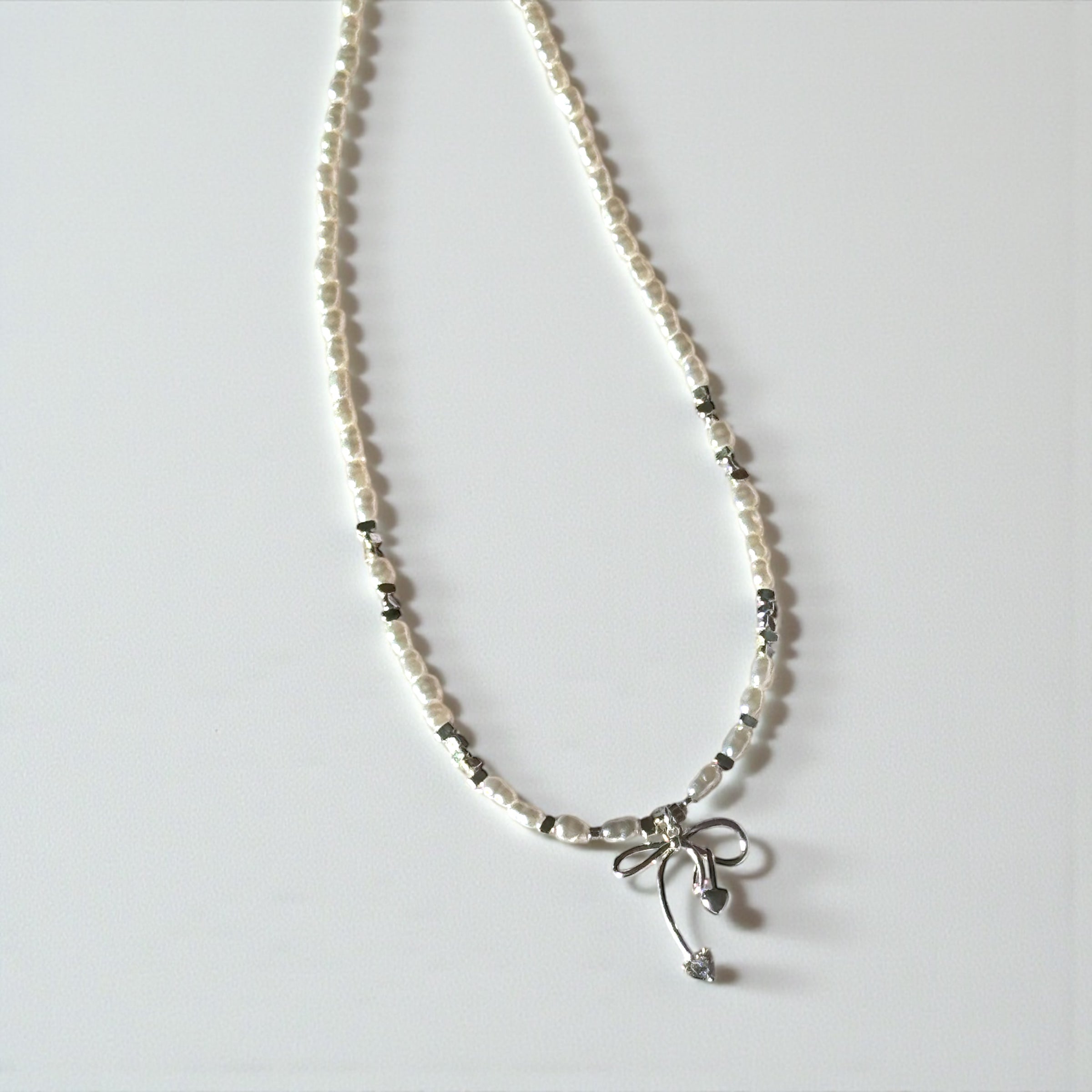 月光蝴蝶結珍珠項鍊