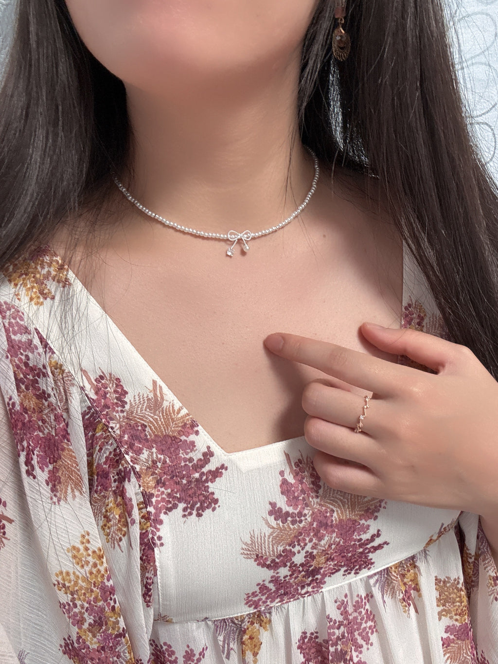 「Bow to Love」銀色蝴蝶結項鍊