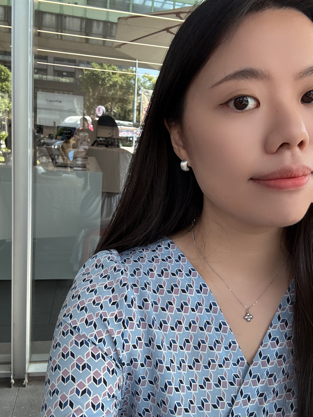 極簡風霧銀耳環