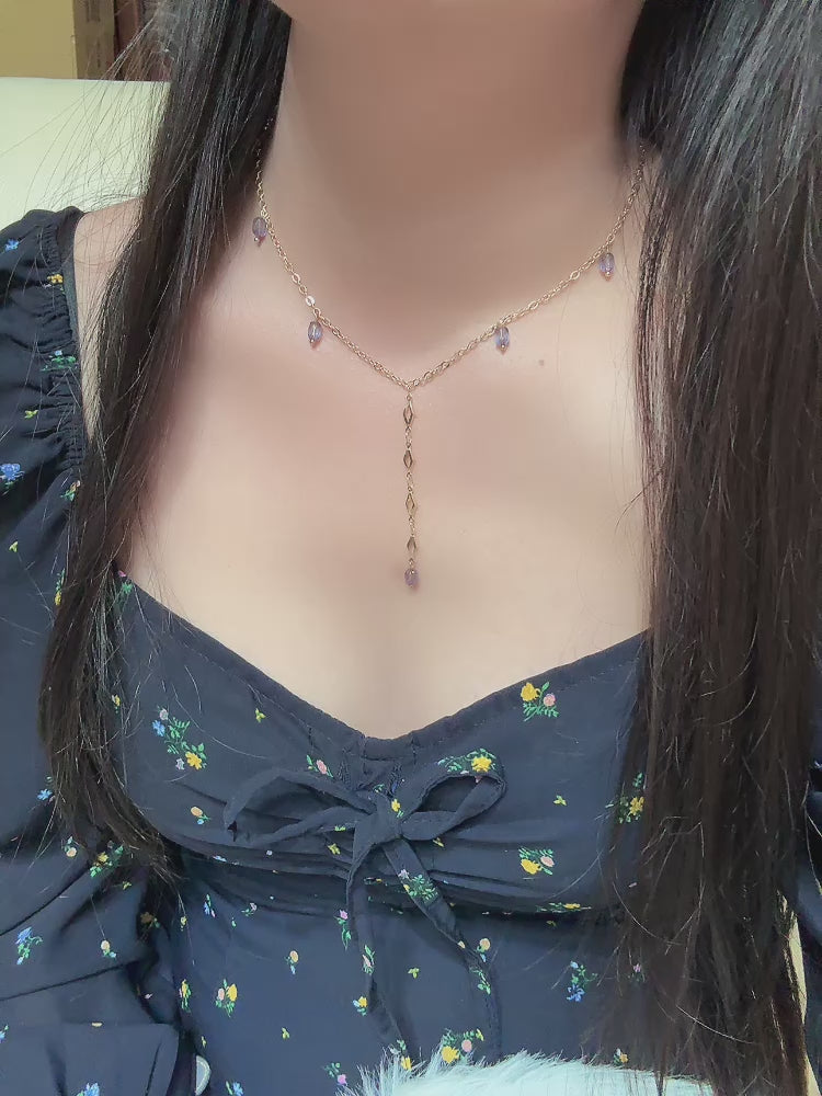 金色茉莉紫項鍊