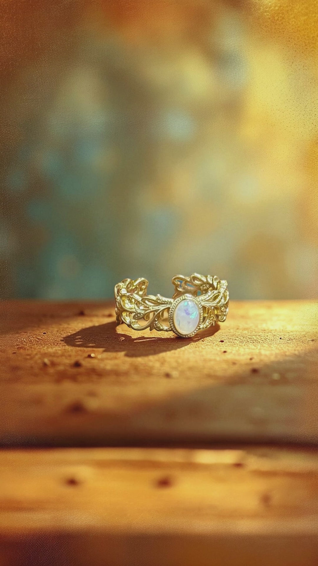 歐泊石花藤戒指（可調式戒圍）