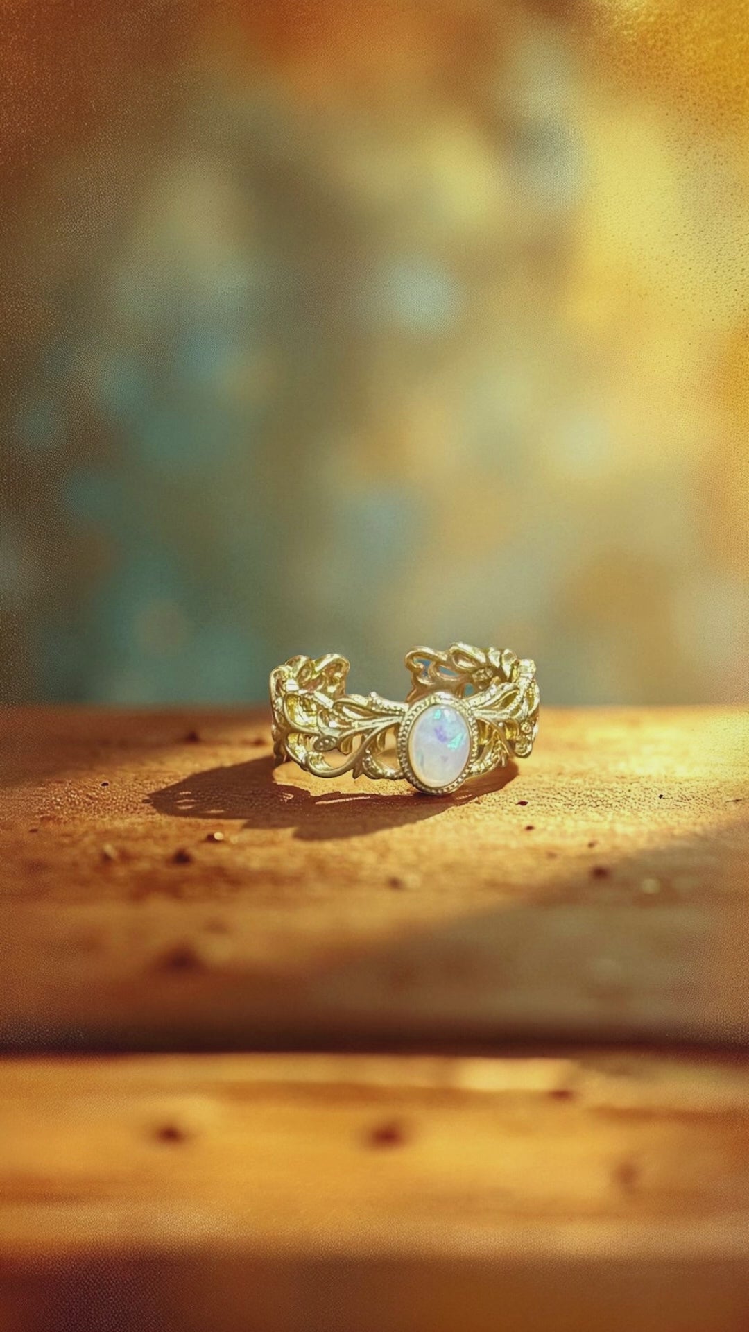 歐泊石花藤戒指（可調式戒圍）